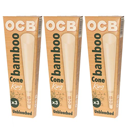 OCB Unbleached Bamboo King Size Slim Cone Gravity Feed - 3 Pack