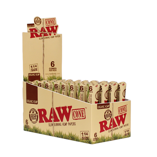 RAW Organic Hemp 1¼ Cones - 6 Pack
